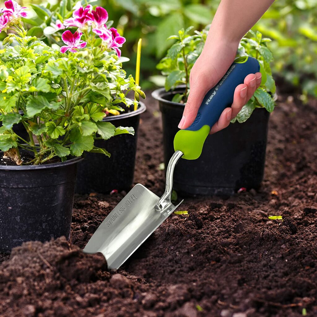 A hand-held trowel is a basic tool for gardening